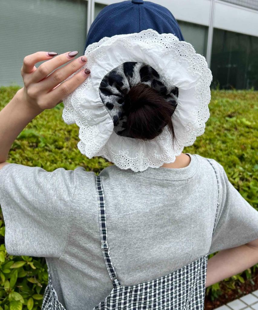 WEGO WC Leopard Lace Scrunchie Hair Girly and Gift for Size Gray Accessory, Cute, Women, F,