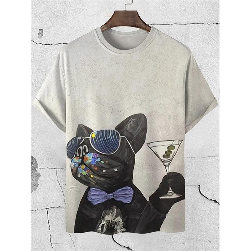 Funny Men Casual Animal T-shirt Street Trend Harajuku Short Sleeve Round Neck T Shirts Humour Animals Graphic Summer Men's Tee