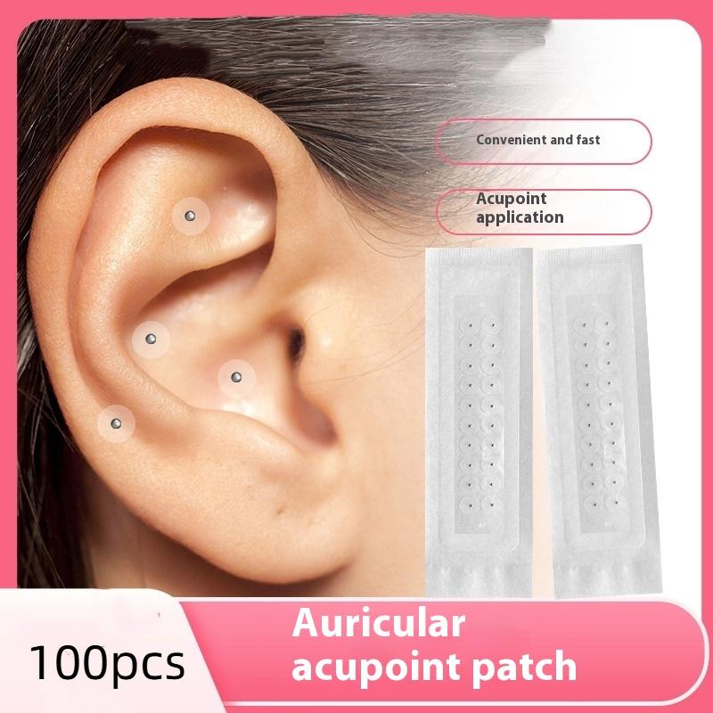 100Pcs Ear Bead Patch Auriculotherapy Breathable Acupressure Ear Press Bead Patch Sticker Acupressure Bead Patch