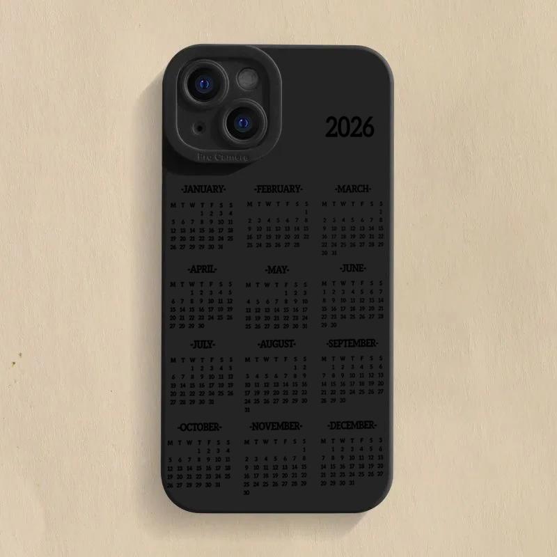 2026 New Year Calendar Silicone Phone Case For iPhone 17 16 15 14 13 12 11 Pro Max 17 Air 16E XS X XR 7 8 Plus Shockproof Cover