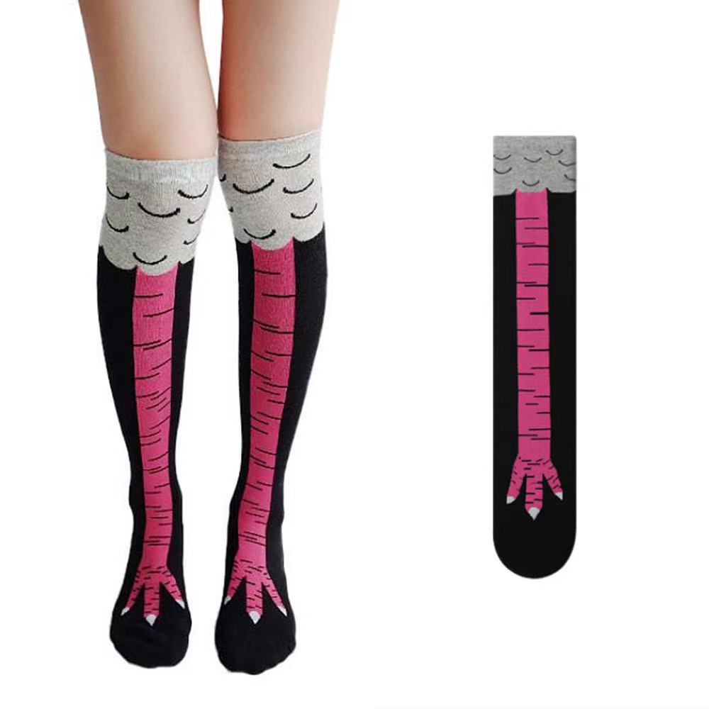 Chicken Paws Feet Long Socks Women Over The Knee Stockings Funny Cartoon Chicken Leg Claw Ladies 3D Print Thigh High Socks Gifts