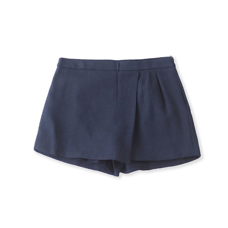 

Шорты с высокой талией, однотонные, универсальные, двухслойные, со сборками, для похудения Navy blue XS