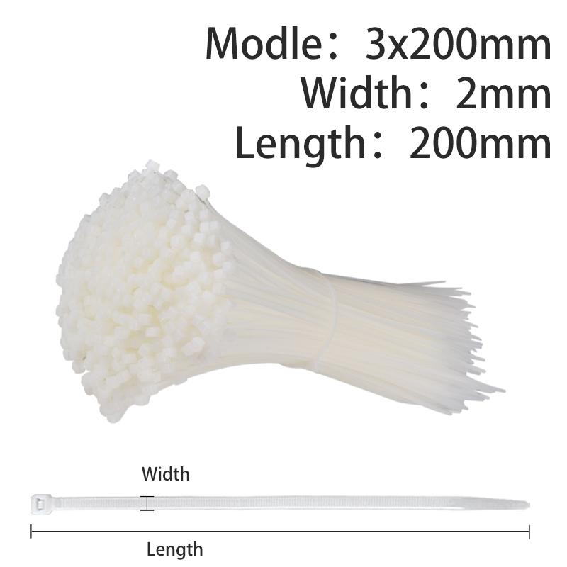 100PCS Self-Locking Plastic Nylon Cable Tie White Fastening Ring 1.9X100  3.5X300 Wire Zip Wraps Strap 2.7*200 Series Set