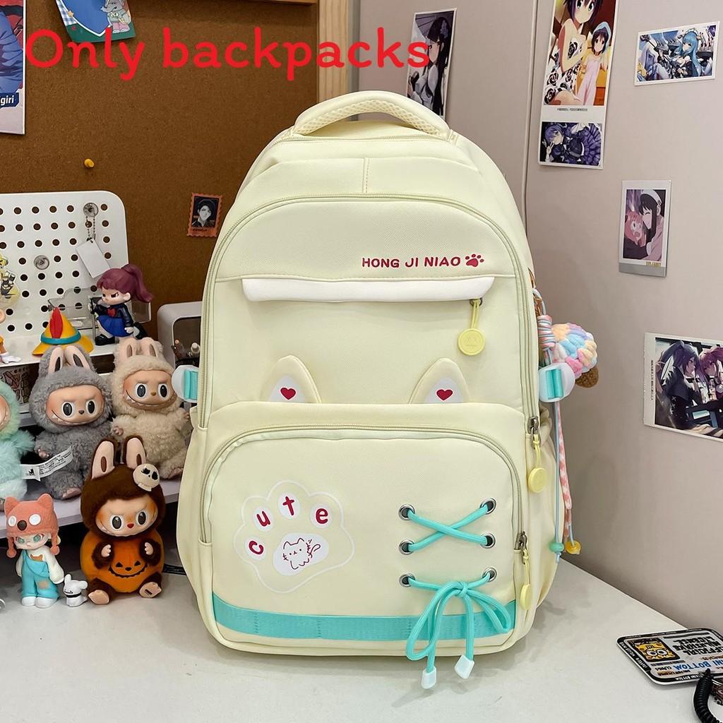Large Capacity Simple Backpack With Letter Printing And Cat Ear Design For Daily