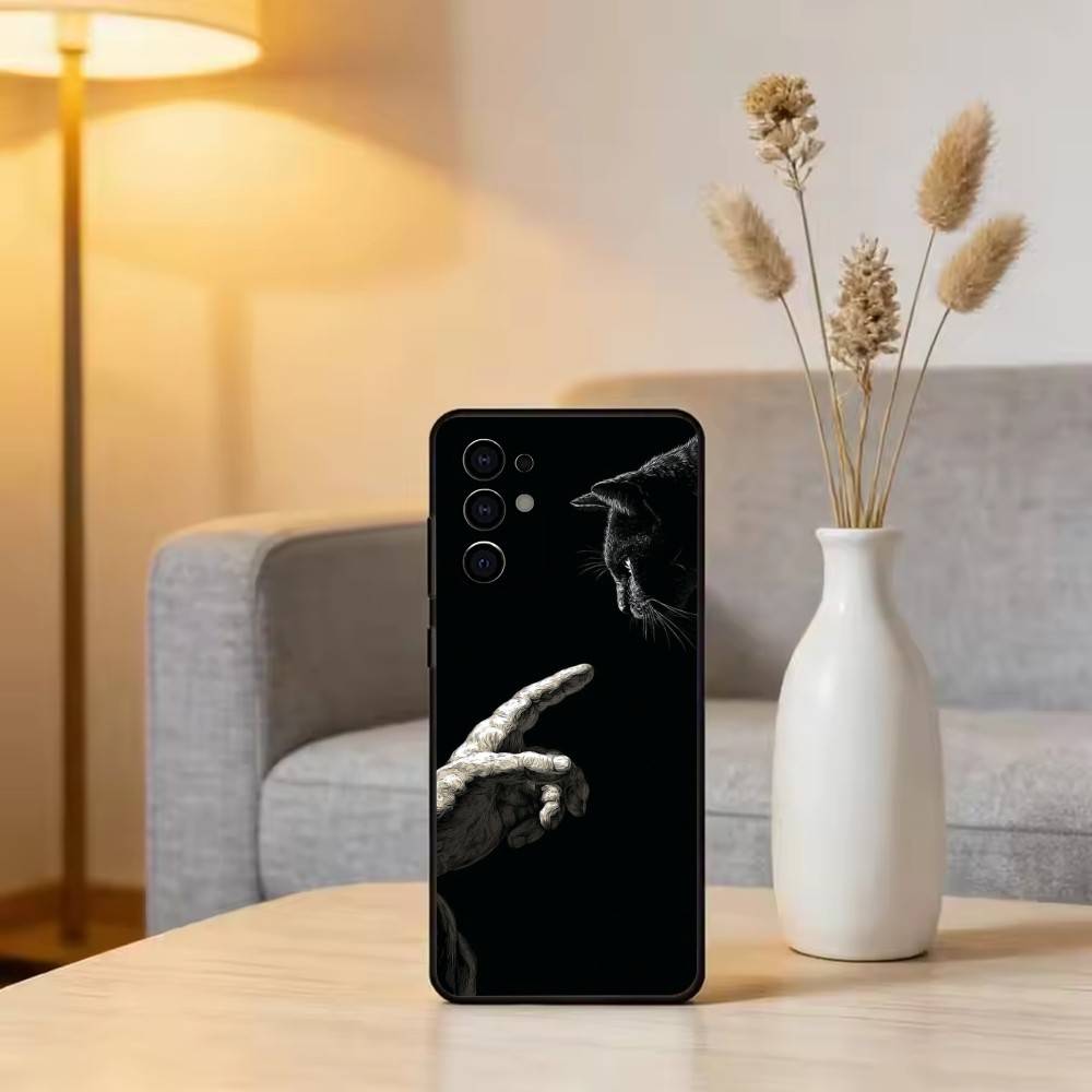 Black cat Phone Case Black Silicone Soft For Samsung S25,S24,S21,S22,S23,S30,Ultra,S20,Plus,Fe,Lite