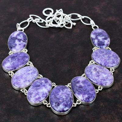 Collana di lepidolite Fantastica collana di pietre preziose Collana in argento sterling 925 Collana a catena regolabile Gioielli antichi fatti a mano Regalo per le donne