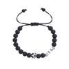 Men's Adjustable Black Matte Stone Beaded Bracelet - Football Number Birthday Gift