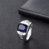 WOSIKATE Vintage Square Emerald Zirconia Gemstone Adjustable Ring For Men Copper Jewellery Business Sapphire Ring