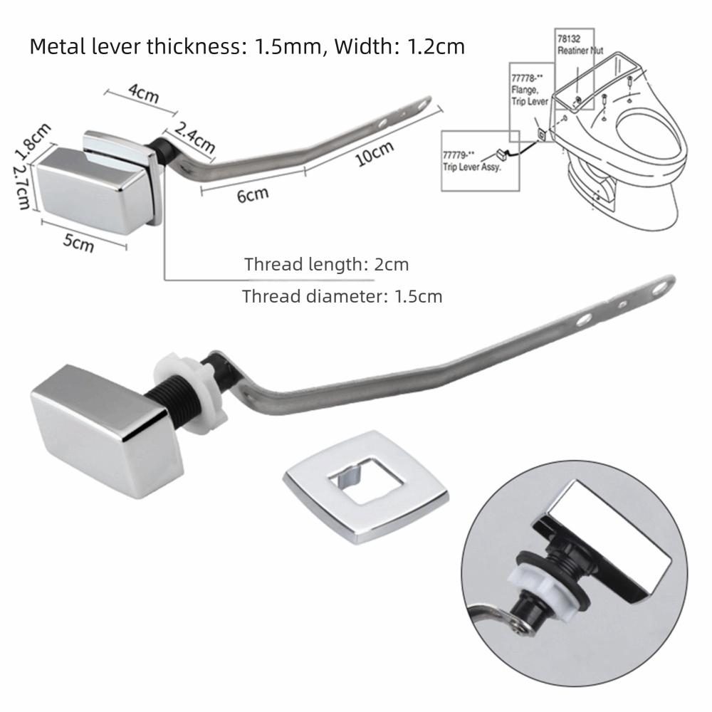 Pull Rod Toilet Flush Handle Stainless Steel Toilet Trip Lever  Plumbing Replacement