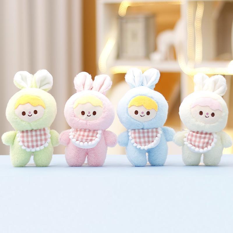 Rabbit Bib Key Chain Cartoon Toy Backpack Pendant Decoration Plush Cute Doll