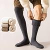 Men's Knee-high Socks for Autumn and Winter, Thickened and Fleece Cashmere Warm Thigh Socks, Breathable and Sweat-absorbing Thick Socks