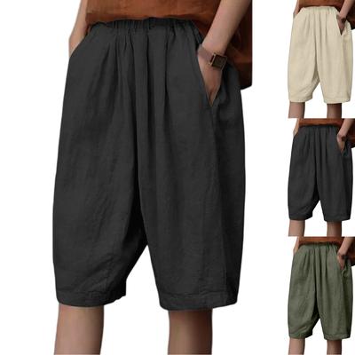 Women's Cotton And Linen Casual Fashionable Shorts Loose Haren Pants High Waisted Wide Leg Pants