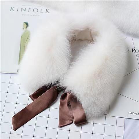 Fox Fur Collar Ladies Winter Furry Fur Collar Women Real Fox Fur Scarf Women Fox Fur Square Collar Short Scarf Shawl Winter