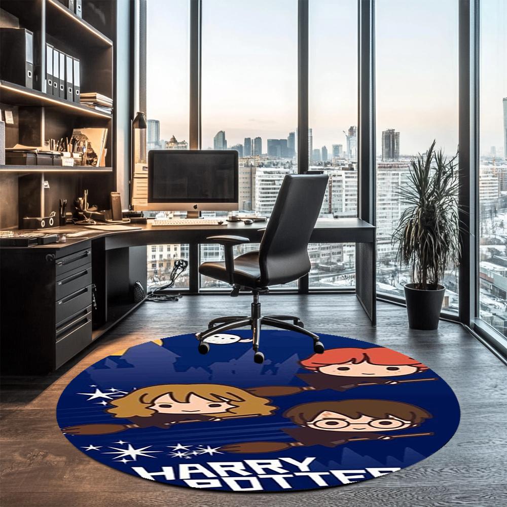 Harry Potter Printed Round Rug Carpet Chair Rug Area Rug Entryway Doormats,for Office Chair Living Room Bedroom Kitchen Room.