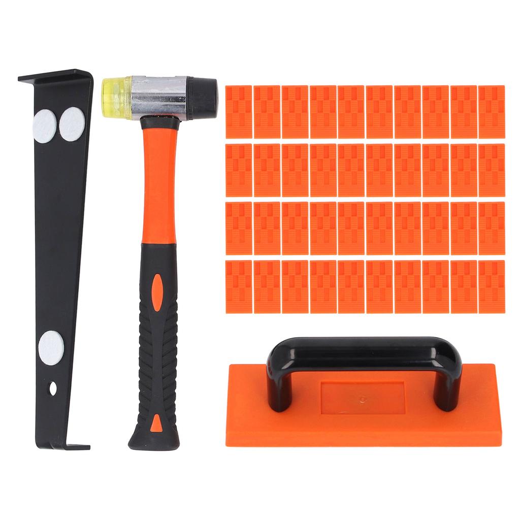 Kit de instalare parchet laminat 43 buc. Ciocan moale cu 2 fețe 295 mm 40 distanțiere Tragător pentru sarcini grele