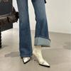 2025 autumn and winter new black pointed thin heel short boots women's French temperament high heel thin boots single boots