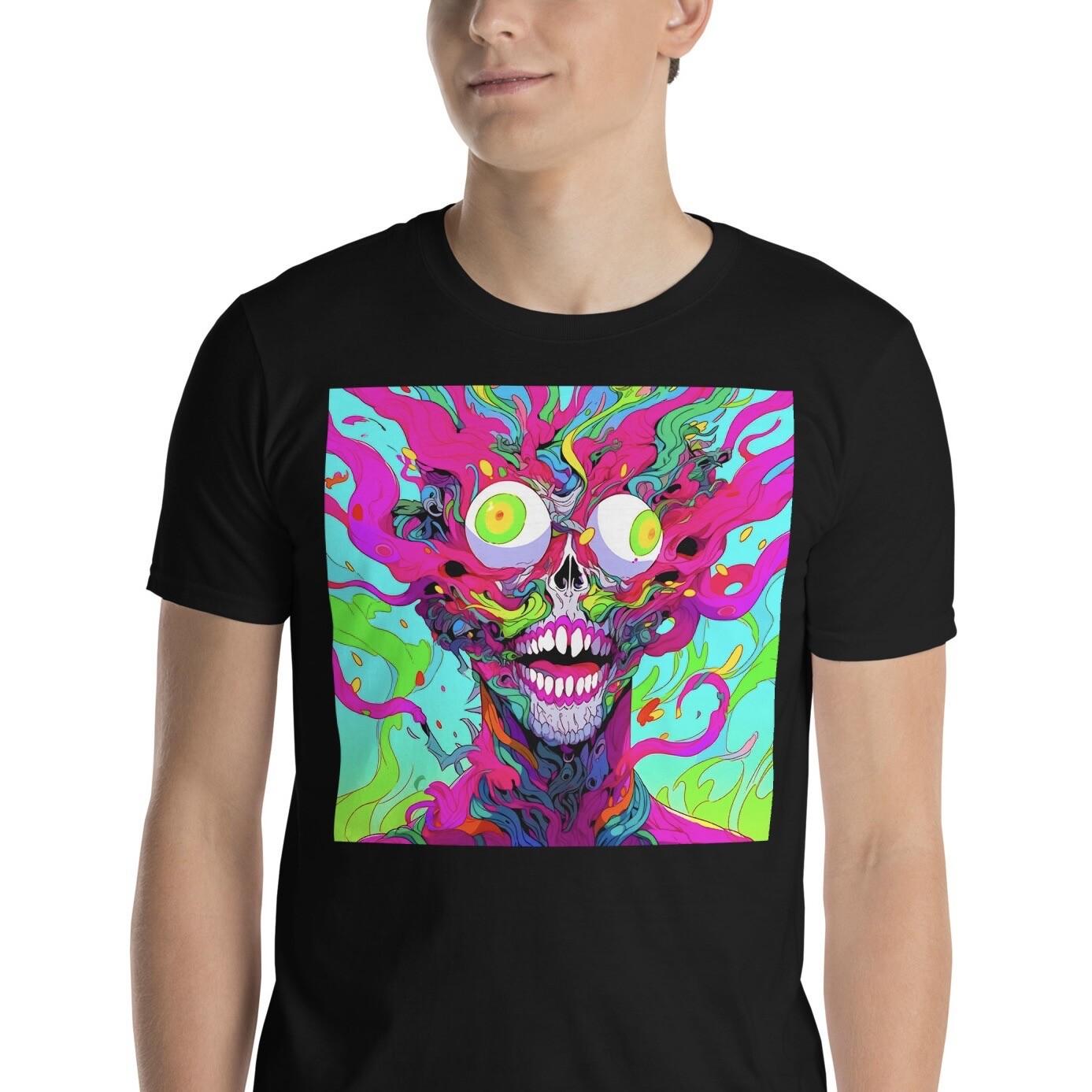 Funny Neon Color Anime Horror Skull Short-Sleeve Unisex T-Shirt Mens Womens Tees Top 4XL