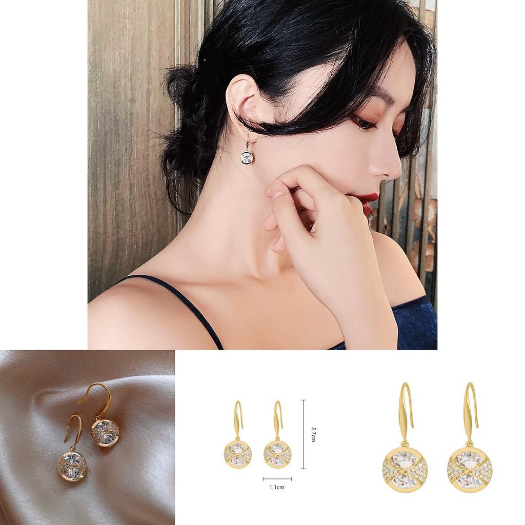 Silver Earrings Round Alloy Water Rhinestone Fashion Jewelry For Women