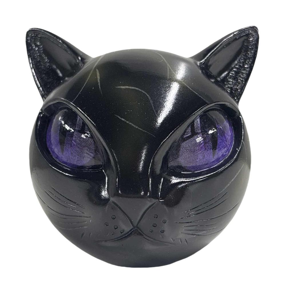 Halloween Black Cat Sculpture Resin Tabletop Cat Statue Black Cat Figurine Elegant Home Decor Gifts for Cat Lovers Women Men