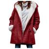 Winter Women's Coat Medium Long Hooded Casual Button Cardigan Warm Solid Color Simple Original Style