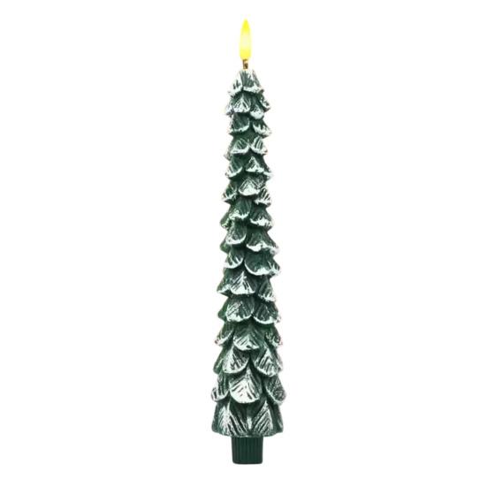 Remote Control Window Candles Green Christmas Tree Flameless LED Candle, 9.8" Battery Operated Taper Candles, Dorm Room Decorative Lighting