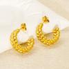 French-style Stainless Steel 18K Gold Plated Twisted Hoop Earrings American Retro Niche Design for Women