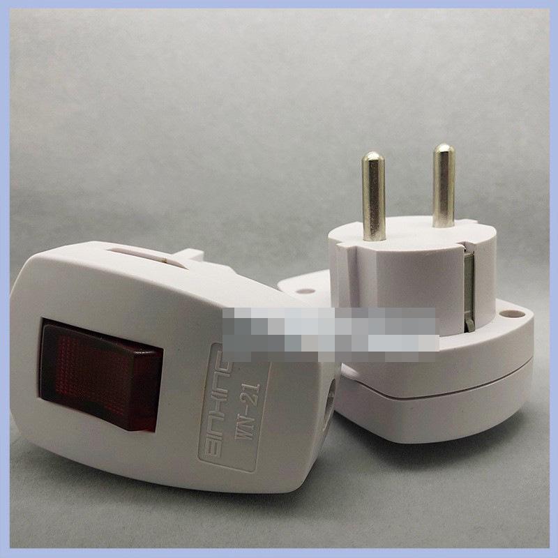 WN-21 European Two-Pin Adapter with Switch for German, French, Korean, and Russian Standards