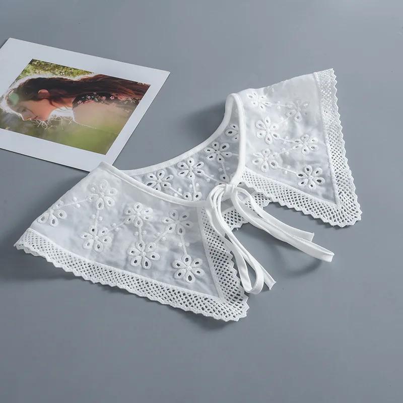 Big Lapel Fake Collar For Girls Half Shirt Detachable Collar Scarf Necklace Solid Color False Collar for Women White Mini Cape