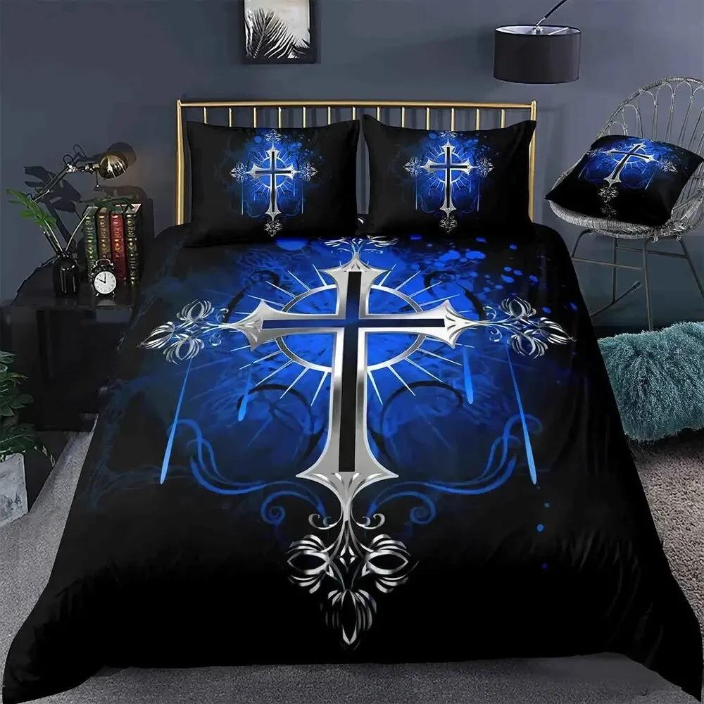Jesus Cross Christian Christ Believer Comfortable Duvet Cover Pillowcase Bedding Set Children Bedroom Decoration Home Textile