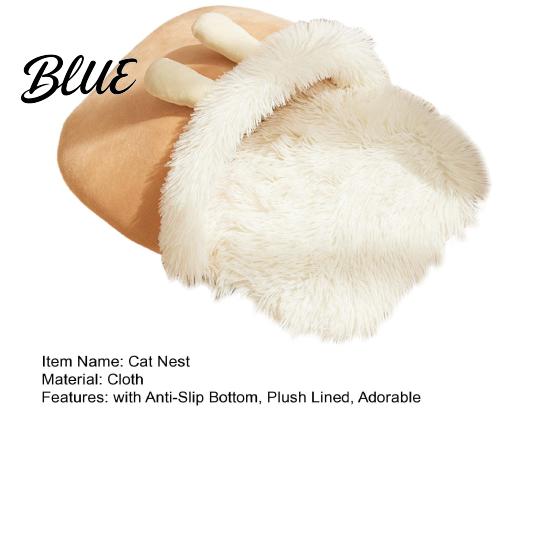 Fluffy Pet Blanket Plush Lined Warm Nest Bag Winter Cat Sleep Cave Bed Comfy Kitten
