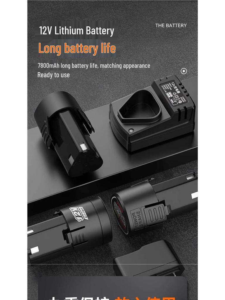 12V Cordless Drill with Lithium Battery Charger, Pistol Grip, and 16.8V/18V Battery for Rotary and Screwdriver Tasks