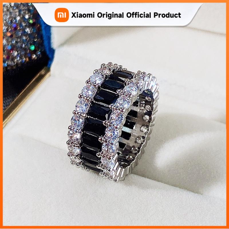 Xiaomi Huitan Fashion Female Finger Ring with Black Stone Hip Hop Party Luxury Women's Accessories Surprise Gift Ring Jewelry Drop Ship