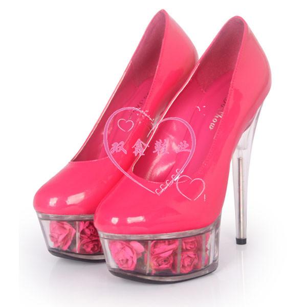 2025 Sommer Einzelne Schuhe auf dem neuen, süße Prinzessin 15CM Rose High Heels transparent Kristall