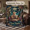 Wolf Fox Theme Throw Blanket Custom Name Text Personalized Blanket Soft Cozy Blanket for Home Sofa Bed