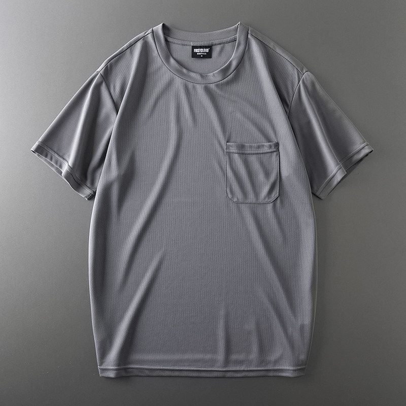 Export Original Tail Single Cut Label Ice Silk Mesh Quick-Drying T-Shirt Men s Short Sleeve Summer Thin Export Menswear T-shirt Tops Grey L