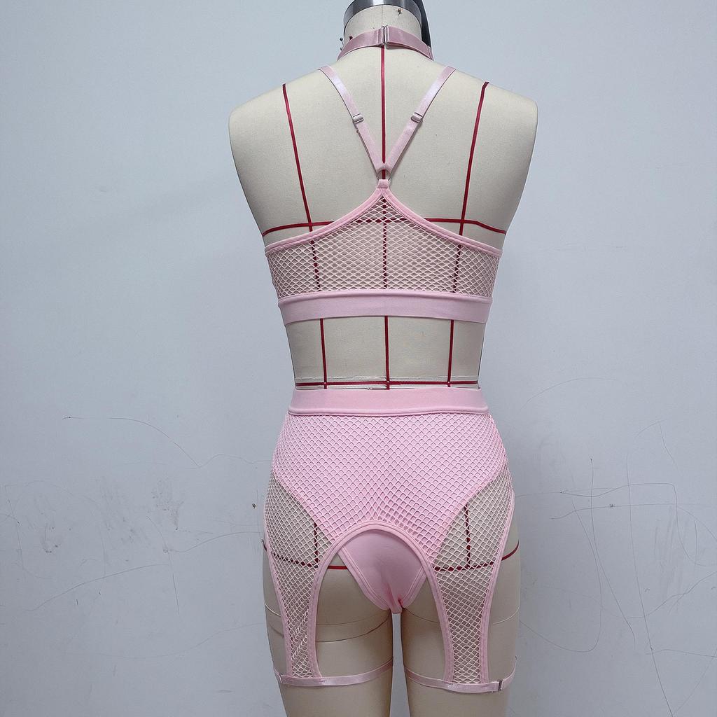 2022 European & American Black Mesh Spliced Erotic Lingerie Bra