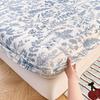 Soft Washed Cotton Fitted Sheet, Blooming Floral Print with All-Around Elastic - Deep Pocket for Single Queen King Size Beds