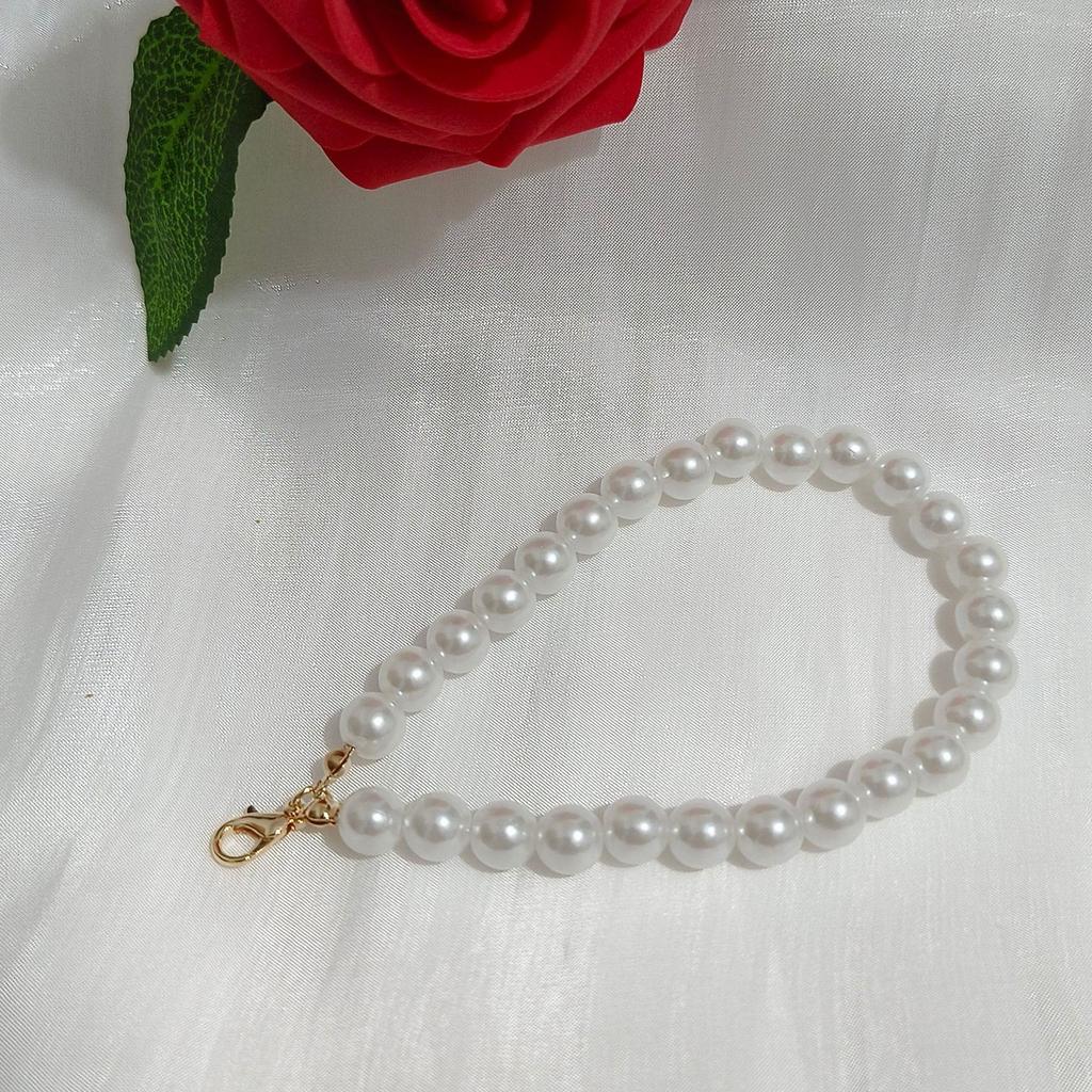 DIY Short Imitation Pearl Beaded Pendant Keychain for Bags & Phone Cases