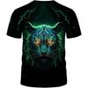 Men's Summer 3D T-shirt Fashionable Casual Loose Pattern Animal Tiger Print Round Neck Short Sleeved T-shirt Top