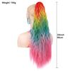 Ponytails Rainbow Ombre Gradient Color Long Curly Ponytail Hair Extension with Claw Instant Styling Hairpiece for Women