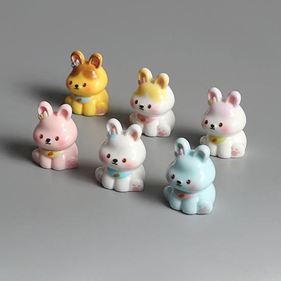 3 Pcs Miniature Resin Rabbit Easter Figurine, Cartoon Cute Tiny Bunny Animal Figures for Easter Egg Fillers, Fairy Garden, Dollhouse, Cake Topper