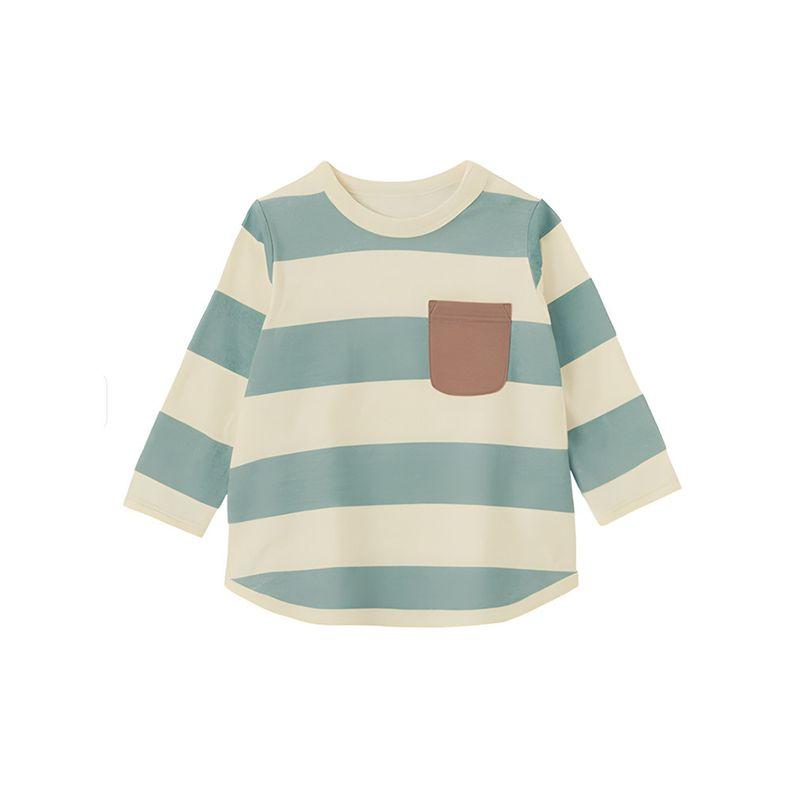 Qianqu Spring and Summer Striped Pullover Upper Clothes Long Sleeves T-shirt