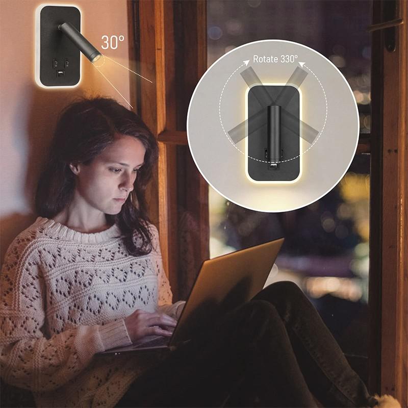 

С USB-выходом для зарядки Настенный светильник для спальни Свет для чтения Креативная прикроватная стена Ночь для прикроватного интерьера