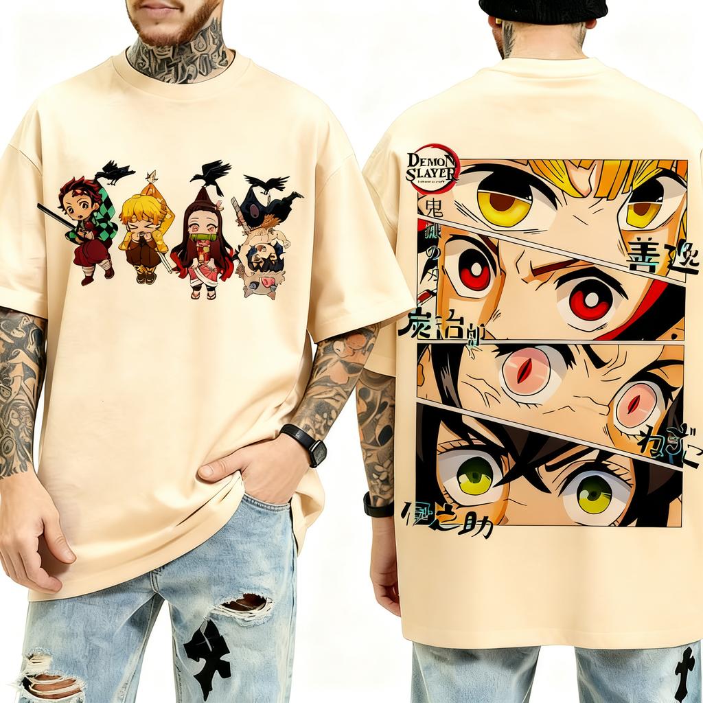 Demon Slayer Anime Printed Super Large Mens SpringSummer New Product Casual Fashion Unisex Tshirt