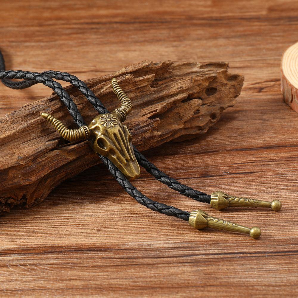 Vintage Cowboy Hat Rice Ears Pentagram Necklace for Men Women Bohemian Style Couples PU Leather Rope Pendant