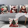 4 Pieces 18x18 Inch Winter Christmas Pillowcase Decor Linen Plush Cartoon Snowman Printed Pillow Cover Christmas Decoration