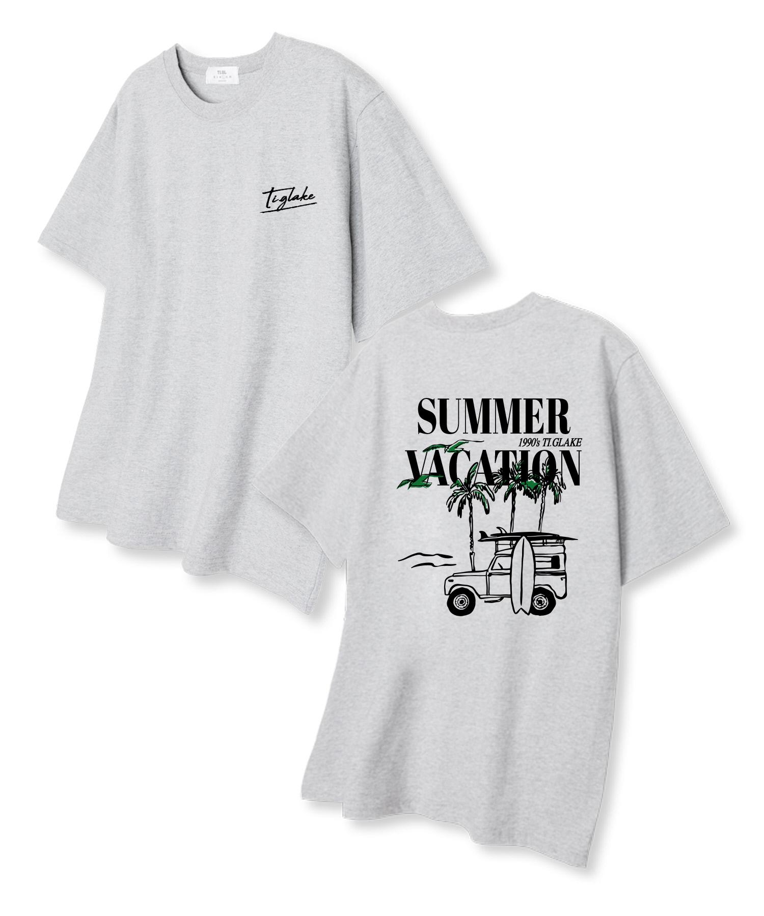 Tee Glake Summer Vacation Oversized Short Sleeve T-Shirt Light Gray Xxl