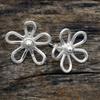 Minimalist Flower Studs Earrings Sterling Silver Woman Jewelry, Artisan Birth Flower Dainty Earrings,