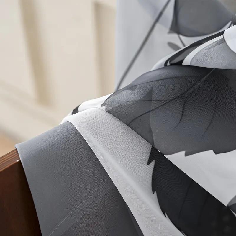 2 Stück florale Vorhänge im schwarz-weißen Stil: geeignet für Schlafzimmer/ täglichen Gebrauch   minimalistischer Stil   transluzenter Gardinenstoff