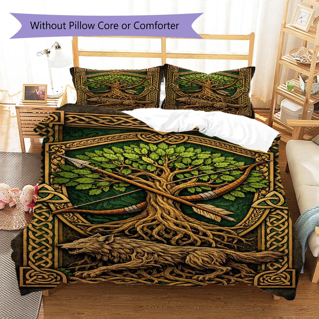 Tree of Life Pattern Bedding Quilt Set Quilt Cover Pillowcase Home Decoration Gift (1 * Duvet Cover + 2 * Pillowcase, Without Core)